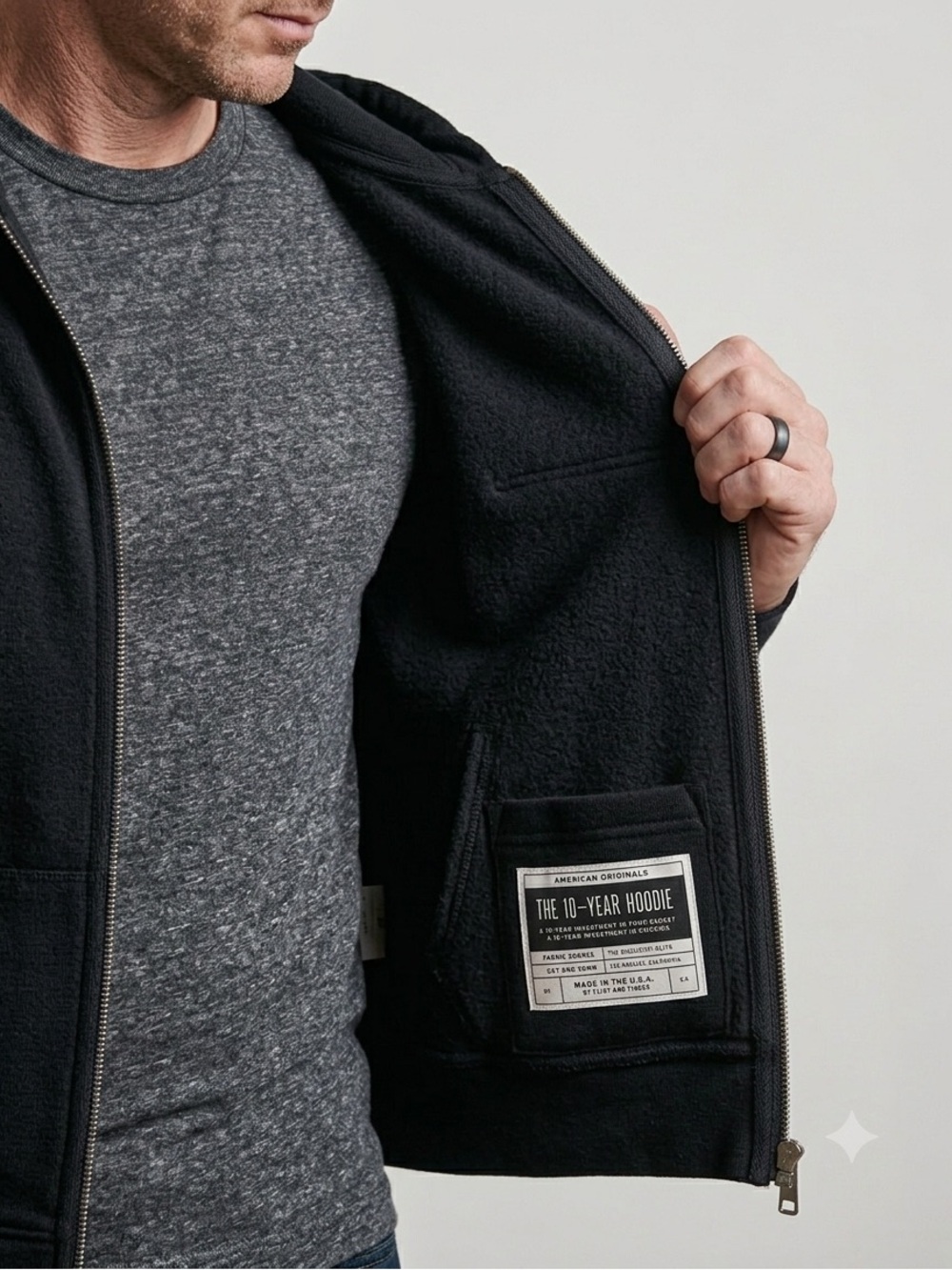 NIB Flint and Tinder 10-Year Full Zip Hoodie 2.0 Black Large Factory Sealed - Picture 6 of 12